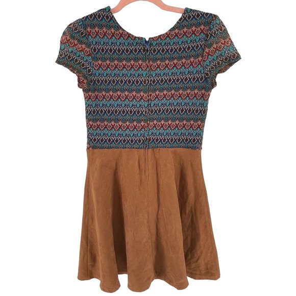 Ally B. Girl's Size 16 Brown & Multi-Colored Suede & Embroidered Dress - Picture 2 of 6